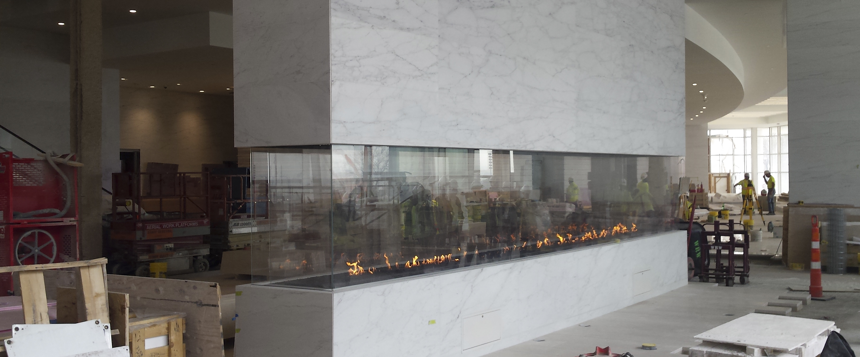 extraordinary curved custom fireplace
