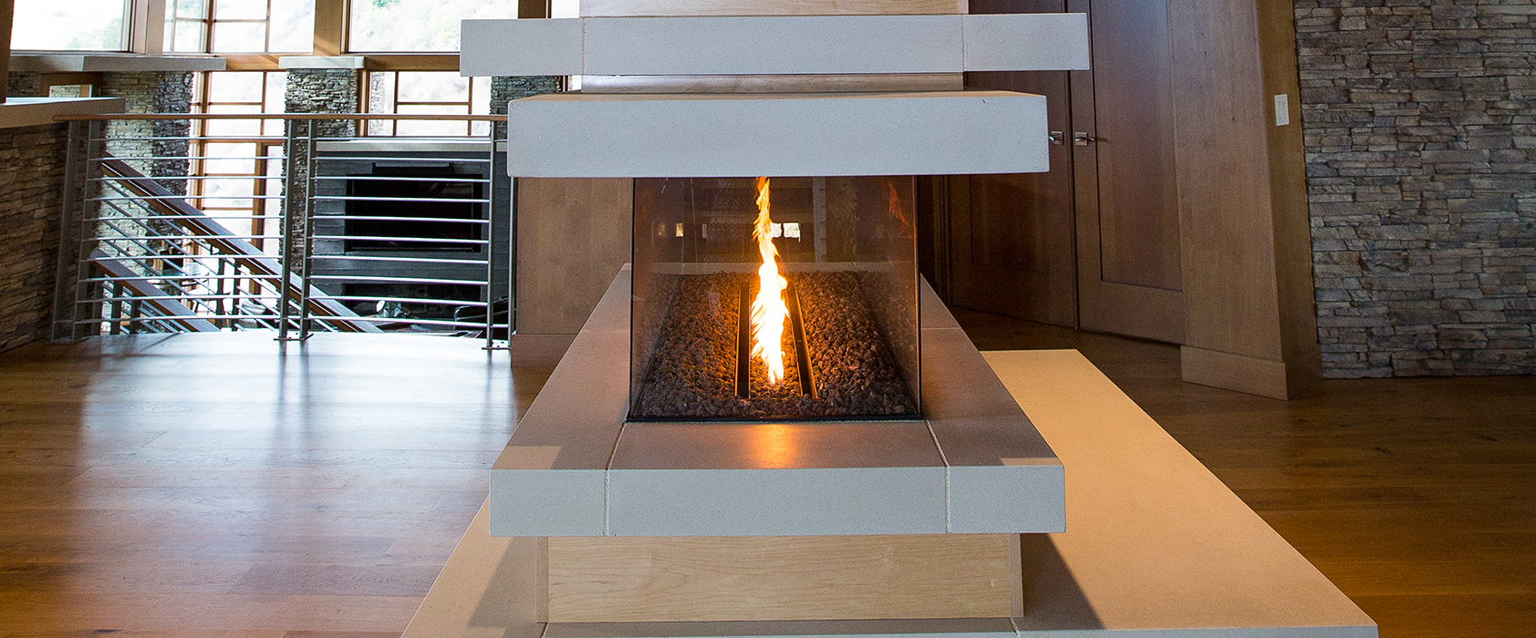 four sided custom fireplace