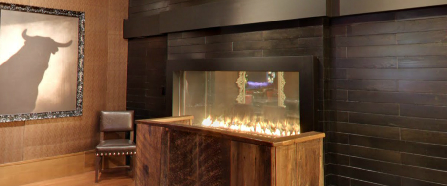 custom see-through fireplace