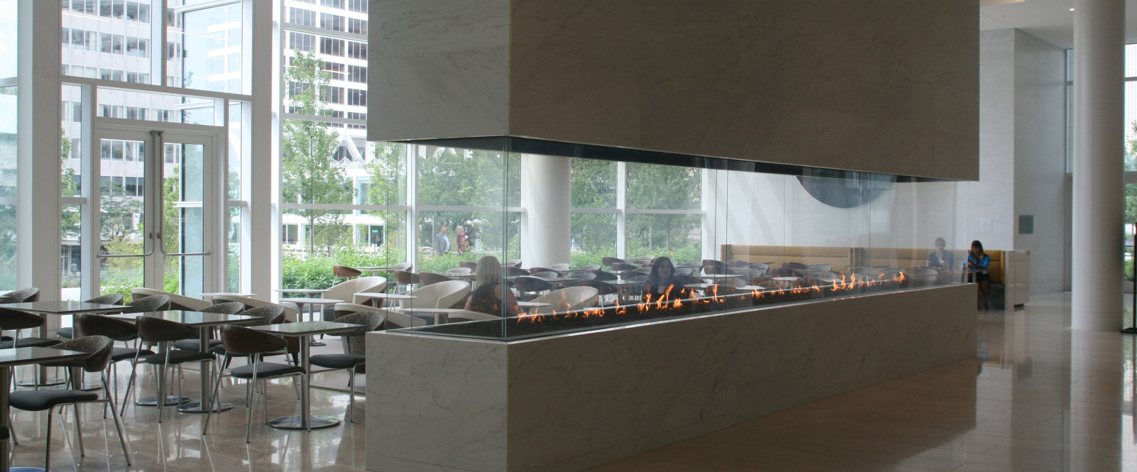 curved custom gas fireplace